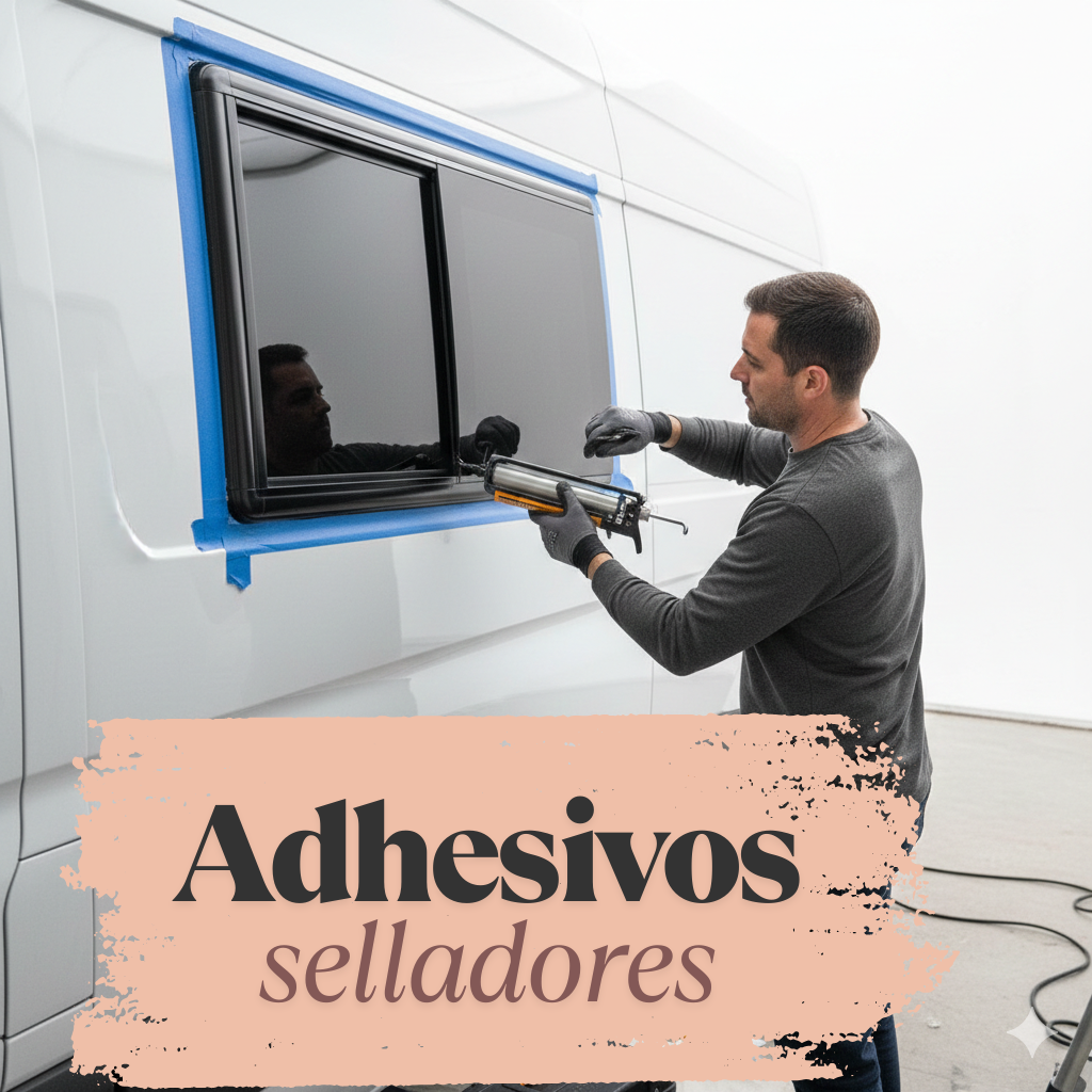 Aplicación de sellador en unión de paneles durante camperización de furgoneta