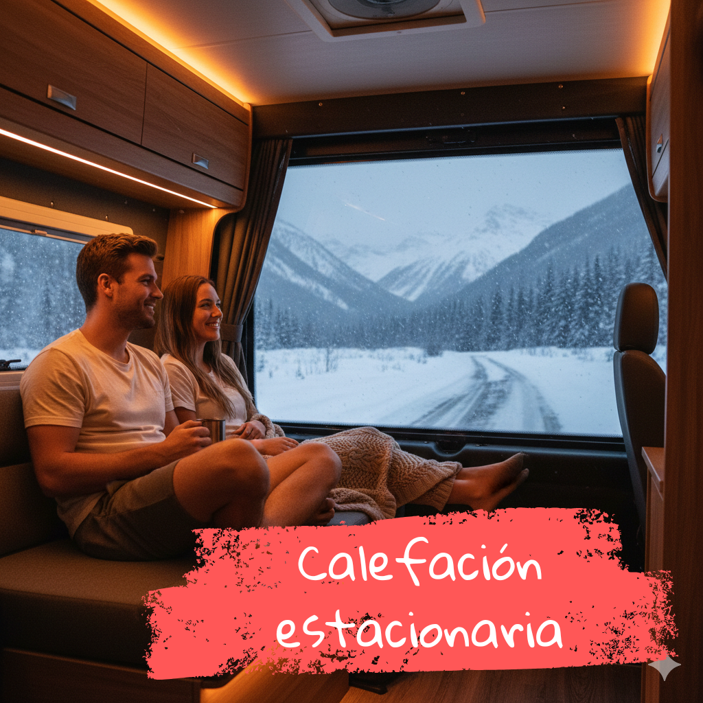 calefacción estacionaria instalada en furgoneta camper para viajar en invierno con autonomía