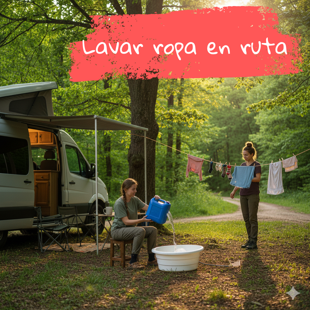 lavar ropa viajando en camper como parte de la supervivencia camper en viajes largos