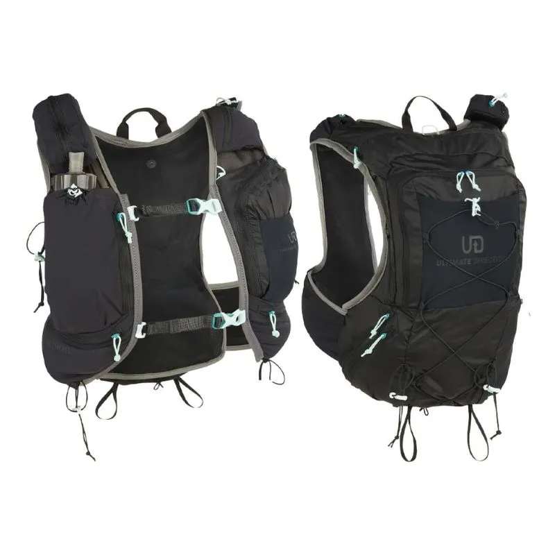 Chaleco Ultimate Direction Mountain Sport con ergonomía de acceso frontal.